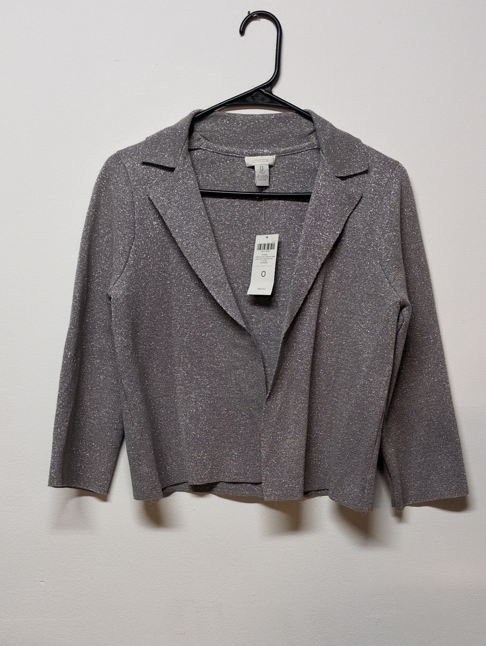 Chicos Open-Front Blazer Jacket Gray Silver Size XS